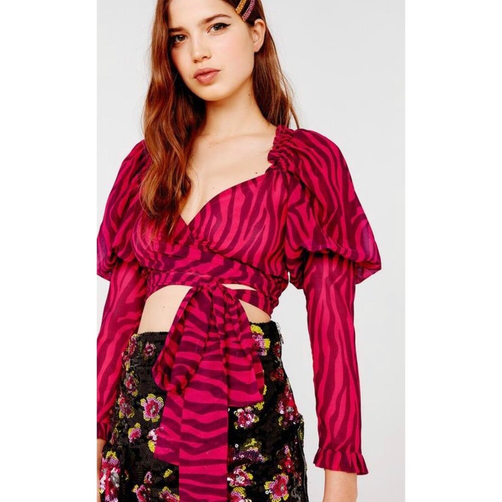 For Love & Lemons NWT Duran Long Sleeve Wrap Top XS